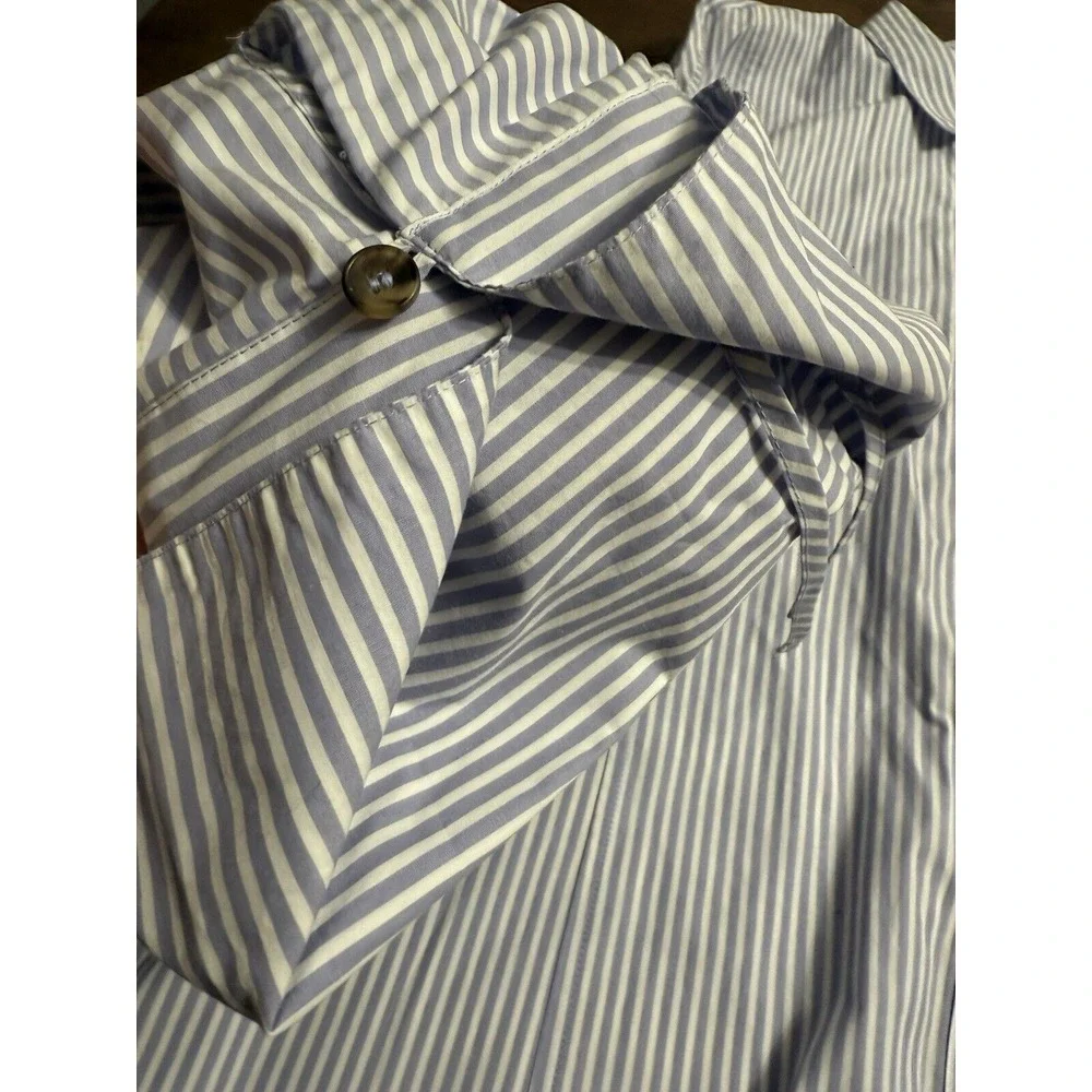 Free People Womens Size‎ M Lilac Striped Oversized Rouched Button Blouse Shirt